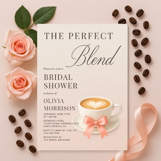 The Perfect Blend Coquette Coffee Bridal Shower Einladung