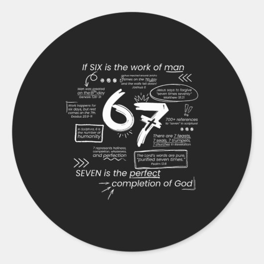 The Perfect Completion Of God 67 Meme Christian Bi Runder Aufkleber (Vorderseite)