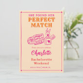 The Perfect Match Bachelorette Party Itinerary Einladung (Stehend Vorderseite)