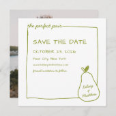 "The Perfect Pair" Green Pear Chic Wedding Foto Save The Date (Vorne/Hinten)