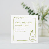 "The Perfect Pair" Green Pear Chic Wedding Foto Save The Date (Stehend Vorderseite)