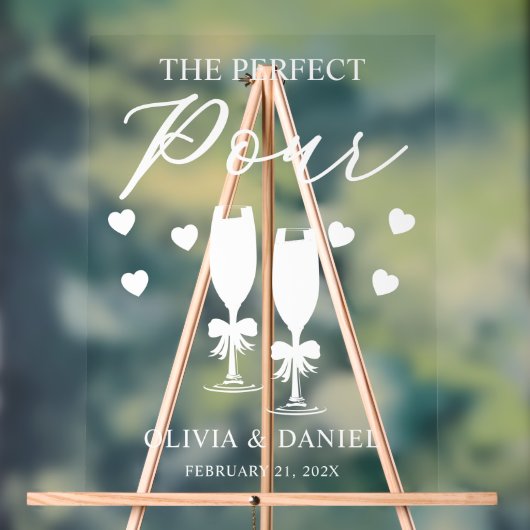 The Perfect Pour Custom Wedding Acrylschild (Neutral)