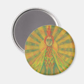 "The Phoenix", Sonnenvogel, Göttin, Gelb & Orange, Magnet (Vorderseite/Rückseite)