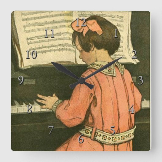 The Piano Lesson Quadratische Wanduhr (Vorderseite)