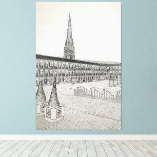 The Piece Hall, Halifax, Architektonische Skizze Leinwanddruck