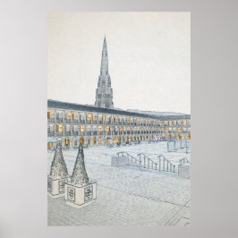 The Piece Hall, Halifax, Architektonische Skizze Poster