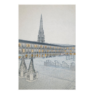 The Piece Hall, Halifax, Architektonische Skizze Poster