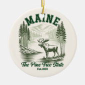 The Pine Tree State - Mountain Forest View Keramik Ornament (Vorne)