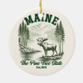 The Pine Tree State - Mountain Forest View Keramik Ornament (Hinten)