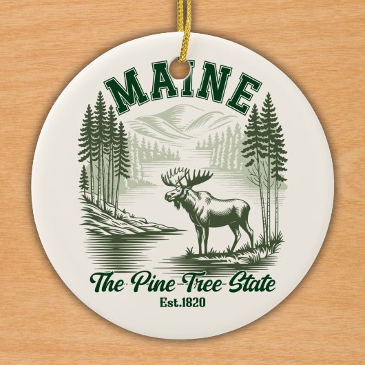 The Pine Tree State - Mountain Forest View Keramik Ornament