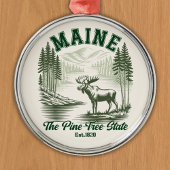 The Pine Tree State  - Mountain Forest View Ornament Aus Metall