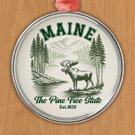 The Pine Tree State  - Mountain Forest View Ornament Aus Metall