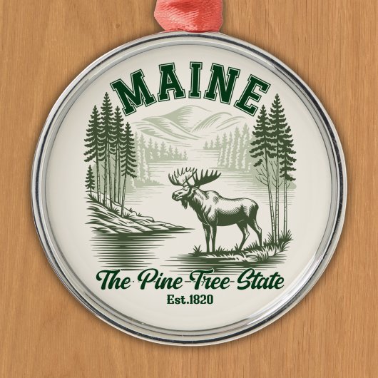 The Pine Tree State - Mountain Forest View Ornament Aus Metall
