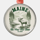The Pine Tree State - Mountain Forest View Ornament Aus Metall (Vorne)