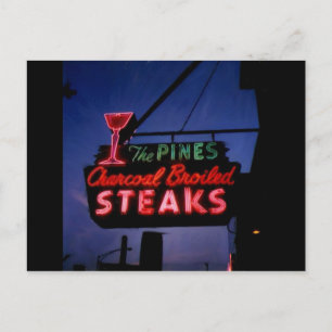 The Pines, Forest Park Il. Vintage Neon Postkarte