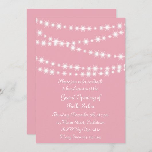The Pink Grand Opening Twinkle Lights Einladung (Vorne/Hinten)