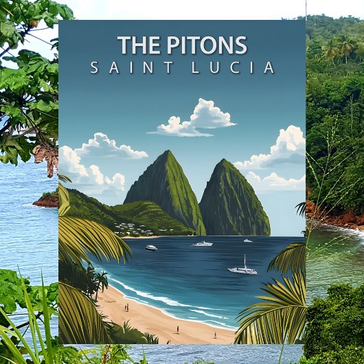 The Pitons Saint Lucia Iconic Twin Volcanic Peaks Postkarte