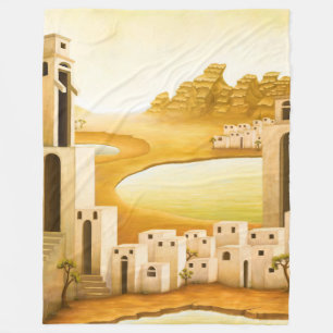 "The Place" - Nahost / Orient Wüstenmalerei Fleecedecke