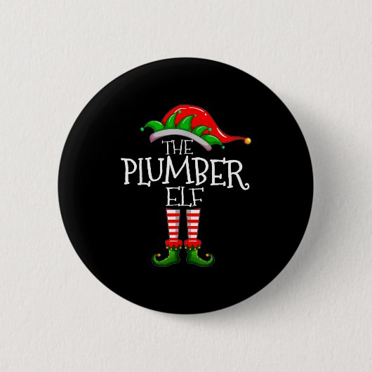 The Plumber Elf Christmas Gift, Plumbing Xmas Paja Button (Vorderseite)