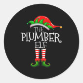 The Plumber Elf Christmas Gift, Plumbing Xmas Paja Runder Aufkleber (Vorderseite)