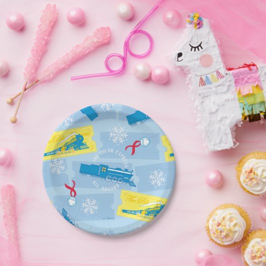 The Polar Express | Retro Train & Ticket Pattern Pappteller (Party)