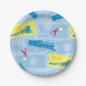 The Polar Express | Retro Train & Ticket Pattern Pappteller (Vorderseite)