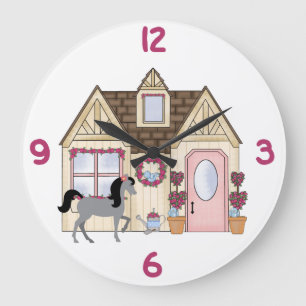 The Pretty Ponies House Horse Clock Große Wanduhr