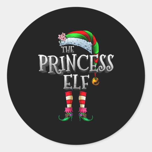 The Princess Elf Shirt Matching Family Funny Chris Runder Aufkleber (Vorderseite)