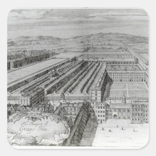 The Prospect of Grays Inn, 1720 Quadratischer Aufkleber
