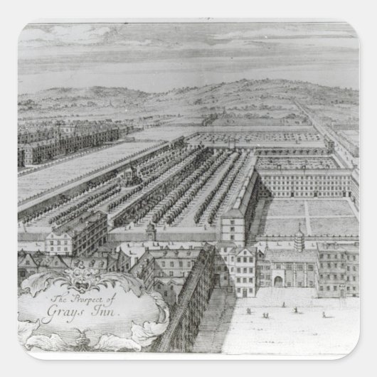 The Prospect of Grays Inn, 1720 Quadratischer Aufkleber (Vorderseite)