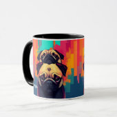 "The Pug Mug" - Tan Pug Dog Coffee Mug Tasse (Vorderseite Links)