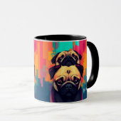 "The Pug Mug" - Tan Pug Dog Coffee Mug Tasse (VorderseiteRechts)