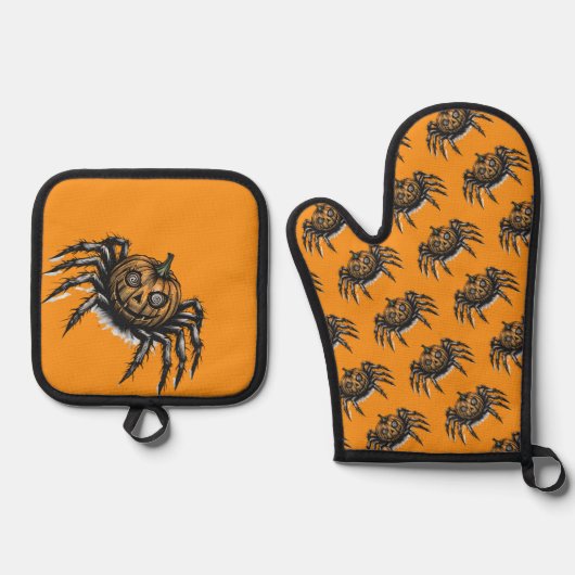The Pumpkin-Headed Crawler Ofenhandschuh & Topflappen-Set (Vorderseite)