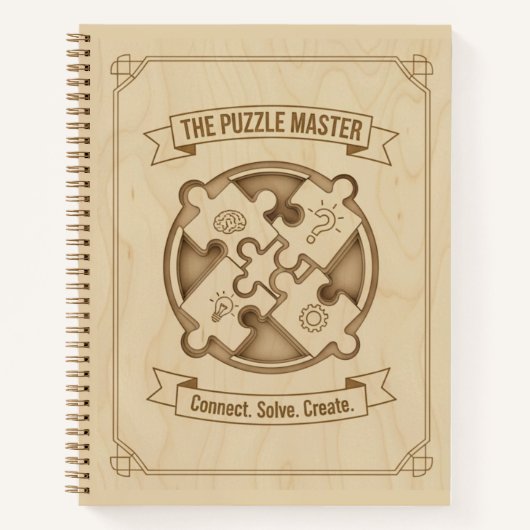The Puzzle Master Connect Solve Create Wood  Notizblock (Vorderseite)