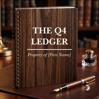 The Q4 Ledger Classic Holzoptik Braun Notizblock
