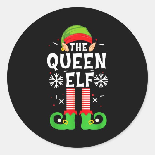 The Queen Elf Christmas Family Matching Pajamas Qu Runder Aufkleber (Vorderseite)