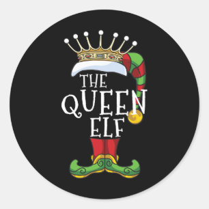 The Queen Elf Family Matching Christmas Group Fun Runder Aufkleber