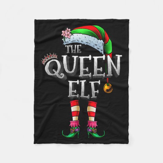 The Queen Elf Shirt Matching Family Christmas Elf Fleecedecke (Vorderseite)