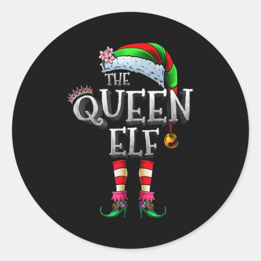 The Queen Elf Shirt Matching Family Christmas Elf Runder Aufkleber (Vorderseite)