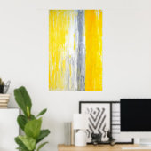 'The Queue', grau-gelbe Abstrakte Kunst Poster (Heimbüro)