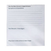 The "Quick Notes" Appointment & Questions Notizblock (Vorderseite)