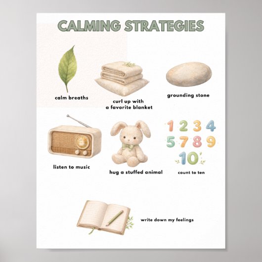 The Quiet Grove Calming Strategies Poster (Vorne)