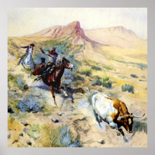 "The Quitter" Western Kunst von Charles M. Russell Poster