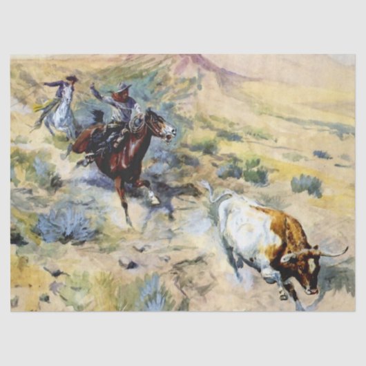 "The Quitter" Western Kunst von Charles M. Russell Seidenpapier (Vorderseite)
