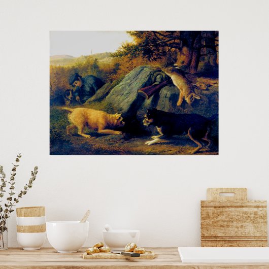 The Rabbit Hunters Thomas Hewes Hinckley 1850 Poster (Küche)