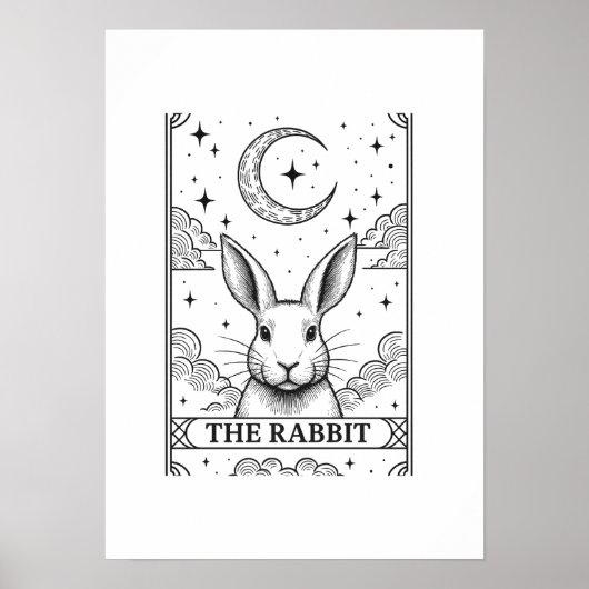 The Rabbit | Mystical Moon Tarot Card Illustration Poster (Vorne)