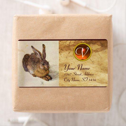 THE RABBIT ( Young Hare ) Monogram Orange Agate (Insitu)