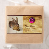 THE RABBIT ( Young Hare ) Monogram Pink Amethyst (Insitu)