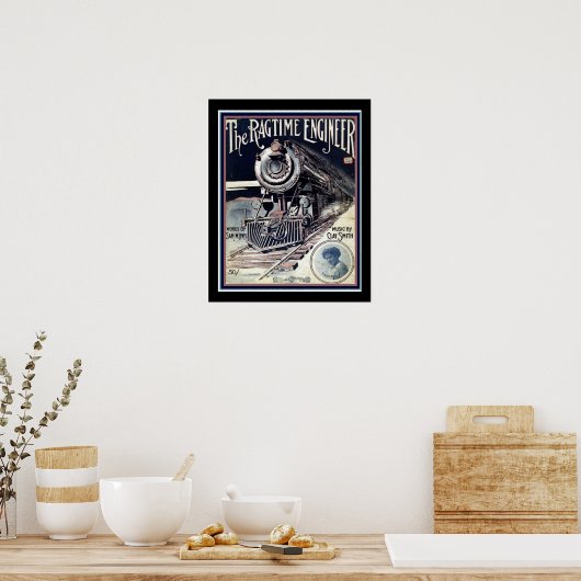 "The Ragtime Engineer" Blatt Music Cover 16 x 20 Poster (Küche)