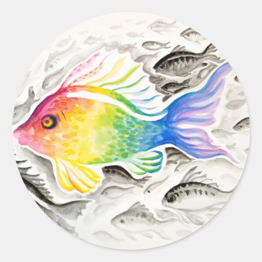 The rainbow fish   runder aufkleber (Vorderseite)